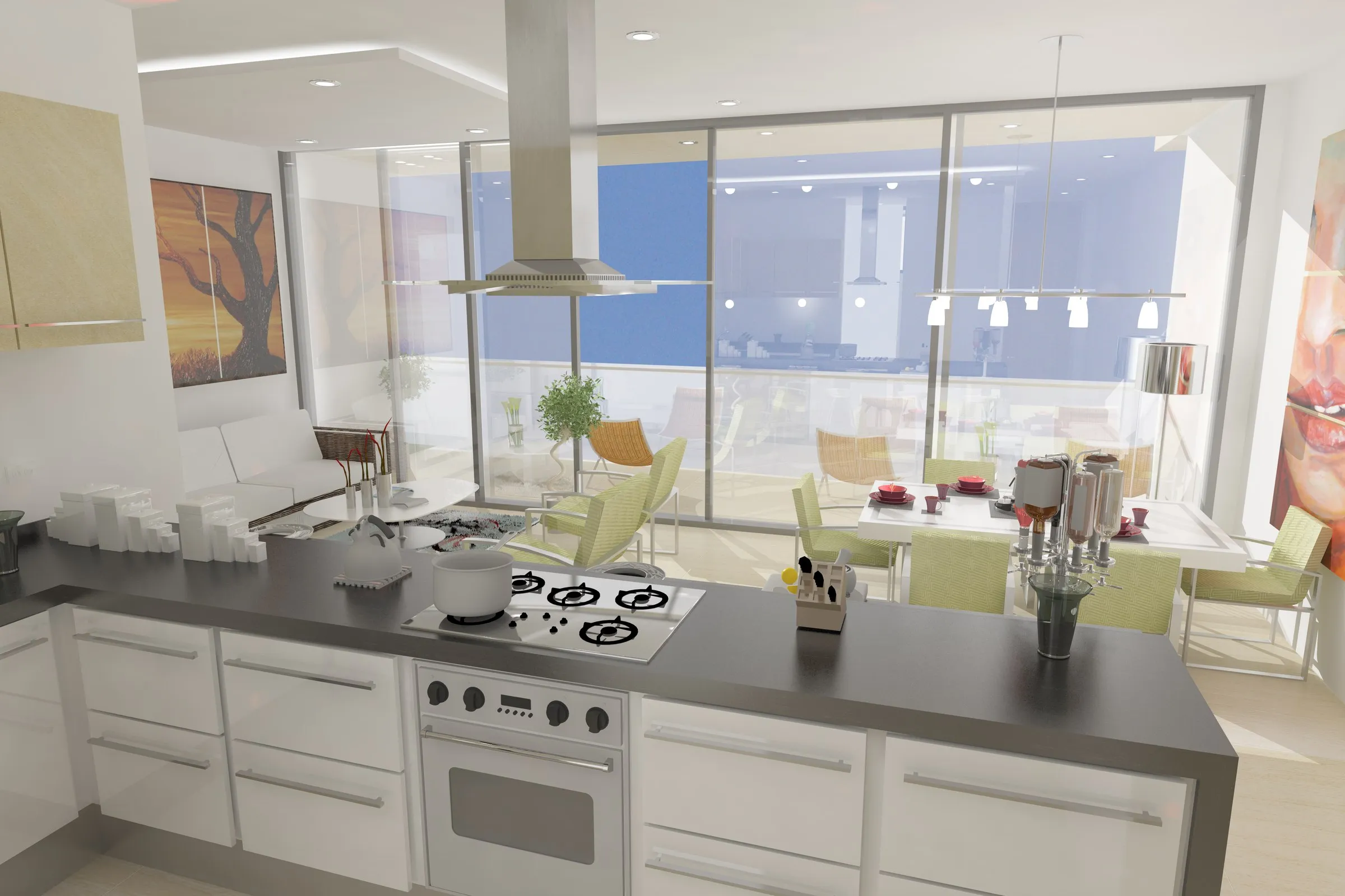 Interior de la cocina de un apartamento tipo